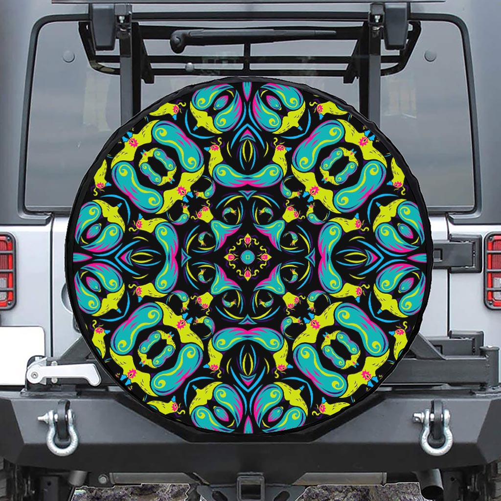 Ornament Psychedelic Trippy Print Tire Cover