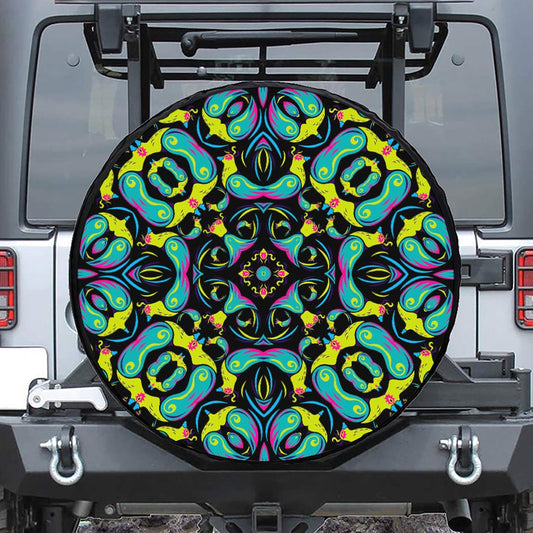 Ornament Psychedelic Trippy Print Tire Cover