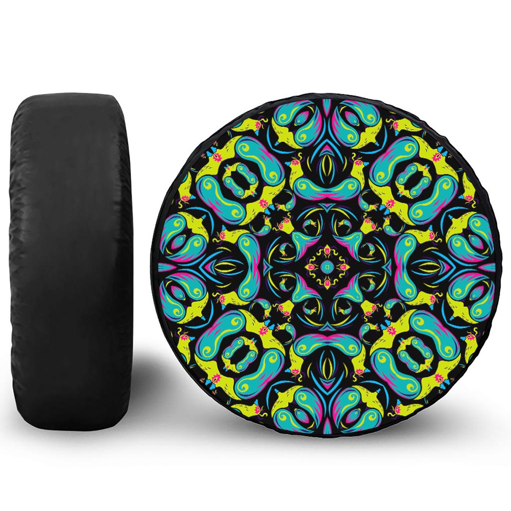 Ornament Psychedelic Trippy Print Tire Cover