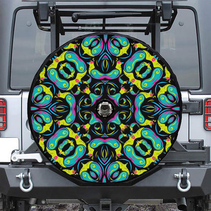 Ornament Psychedelic Trippy Print Tire Cover With Camera Hole