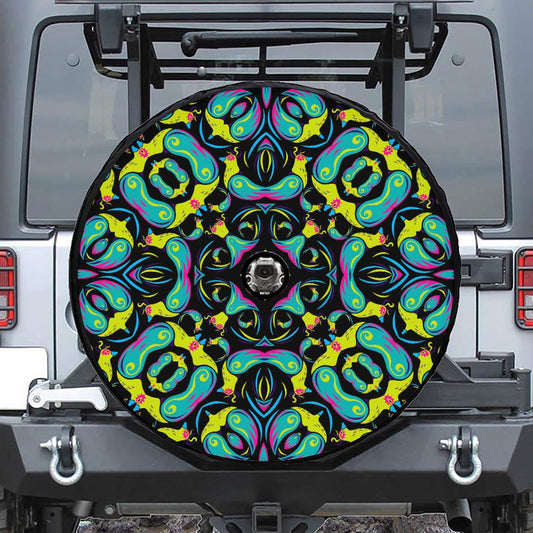 Ornament Psychedelic Trippy Print Tire Cover With Camera Hole