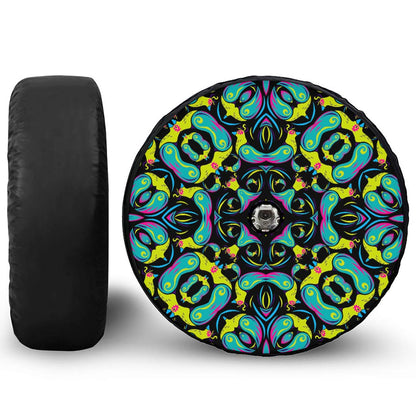 Ornament Psychedelic Trippy Print Tire Cover With Camera Hole