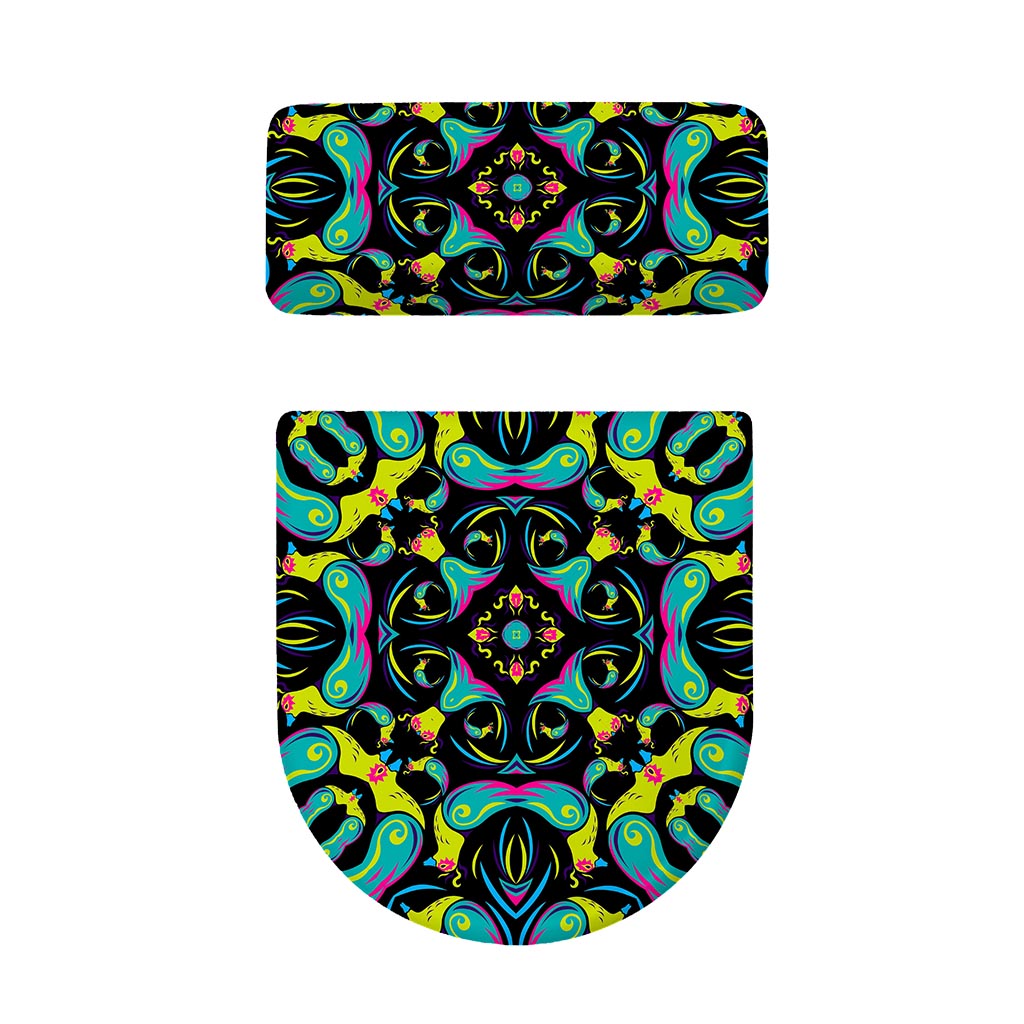 Ornament Psychedelic Trippy Print Toilet Lid And Tank Cover Set