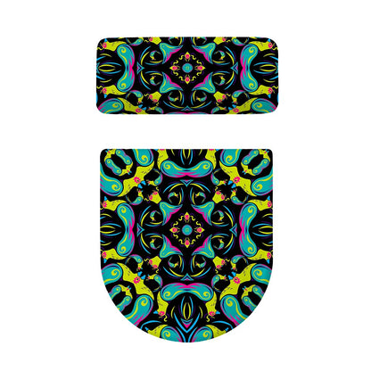 Ornament Psychedelic Trippy Print Toilet Lid And Tank Cover Set