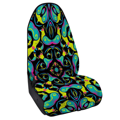 Ornament Psychedelic Trippy Print Waterproof Car Seat Cover