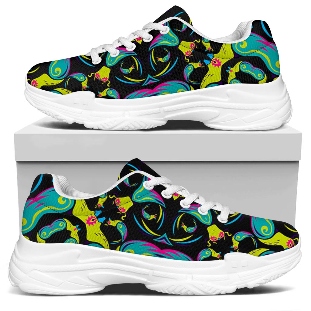 Ornament Psychedelic Trippy Print White Chunky Shoes