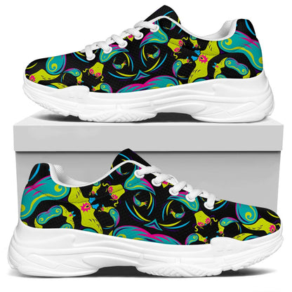 Ornament Psychedelic Trippy Print White Chunky Shoes