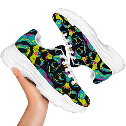 Ornament Psychedelic Trippy Print White Chunky Shoes