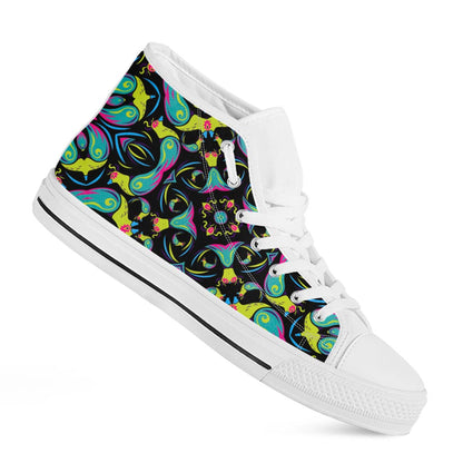 Ornament Psychedelic Trippy Print White High Top Sneakers