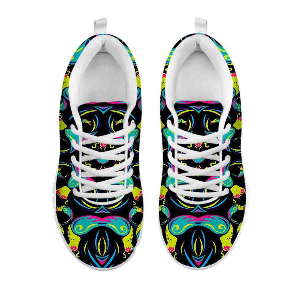 Ornament Psychedelic Trippy Print White Running Shoes