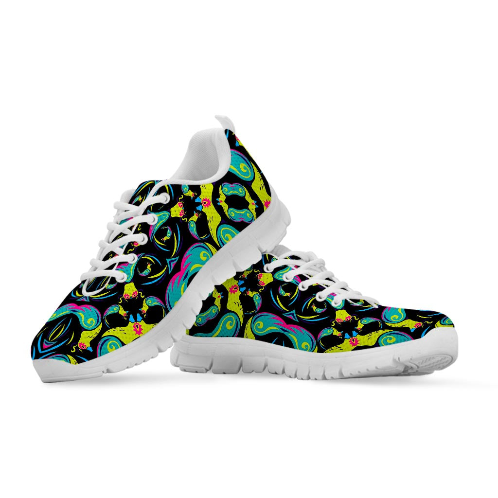 Ornament Psychedelic Trippy Print White Running Shoes