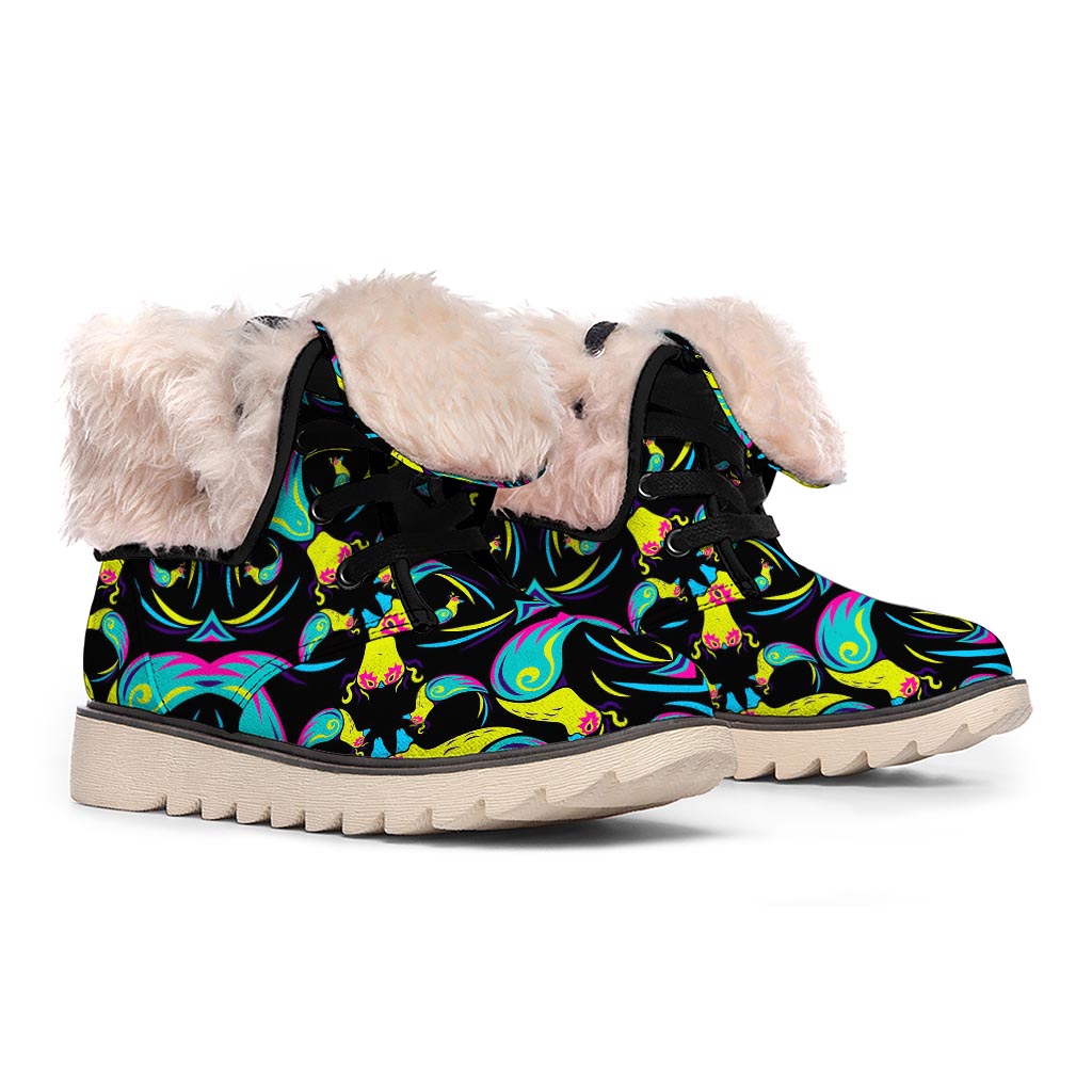 Ornament Psychedelic Trippy Print Winter Boots