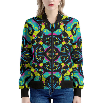 Ornament Psychedelic Trippy Print Women's Bomber Jacket