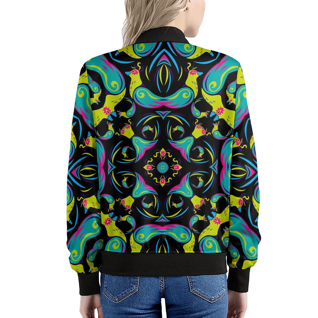 Ornament Psychedelic Trippy Print Women's Bomber Jacket