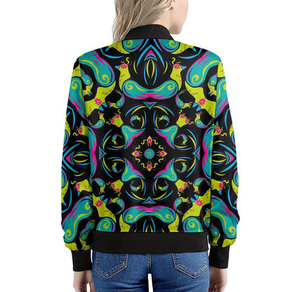 Ornament Psychedelic Trippy Print Women's Bomber Jacket