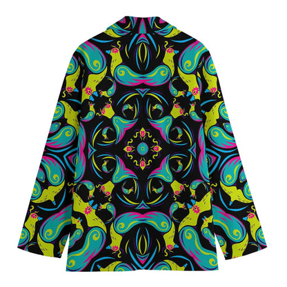 Ornament Psychedelic Trippy Print Women's Cotton Blazer