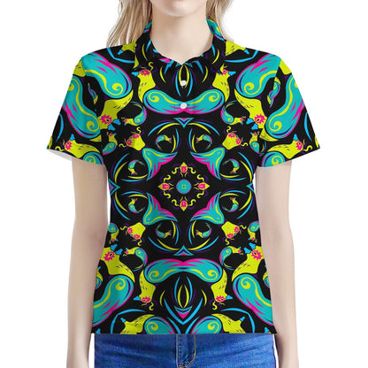 Ornament Psychedelic Trippy Print Women's Polo Shirt