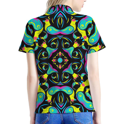 Ornament Psychedelic Trippy Print Women's Polo Shirt