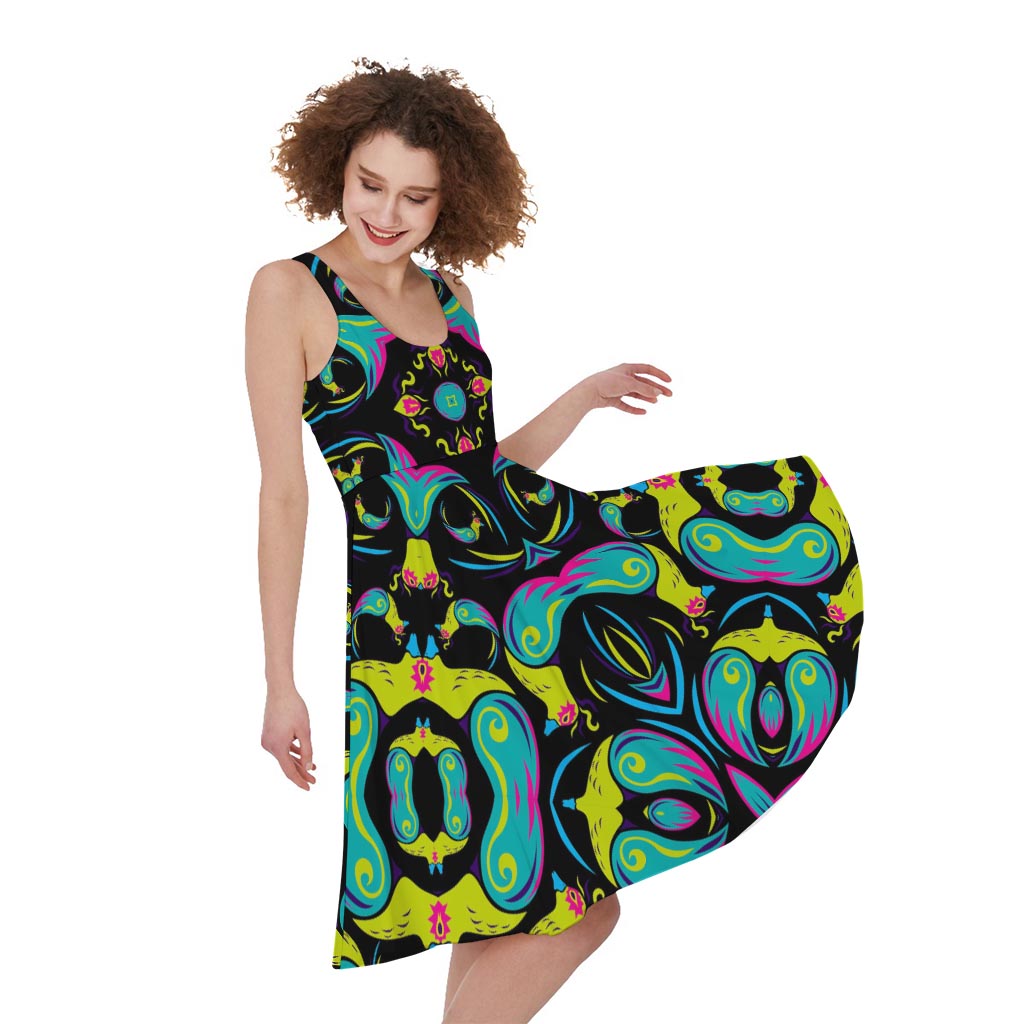 Ornament Psychedelic Trippy Print Women's Sleeveless Dress