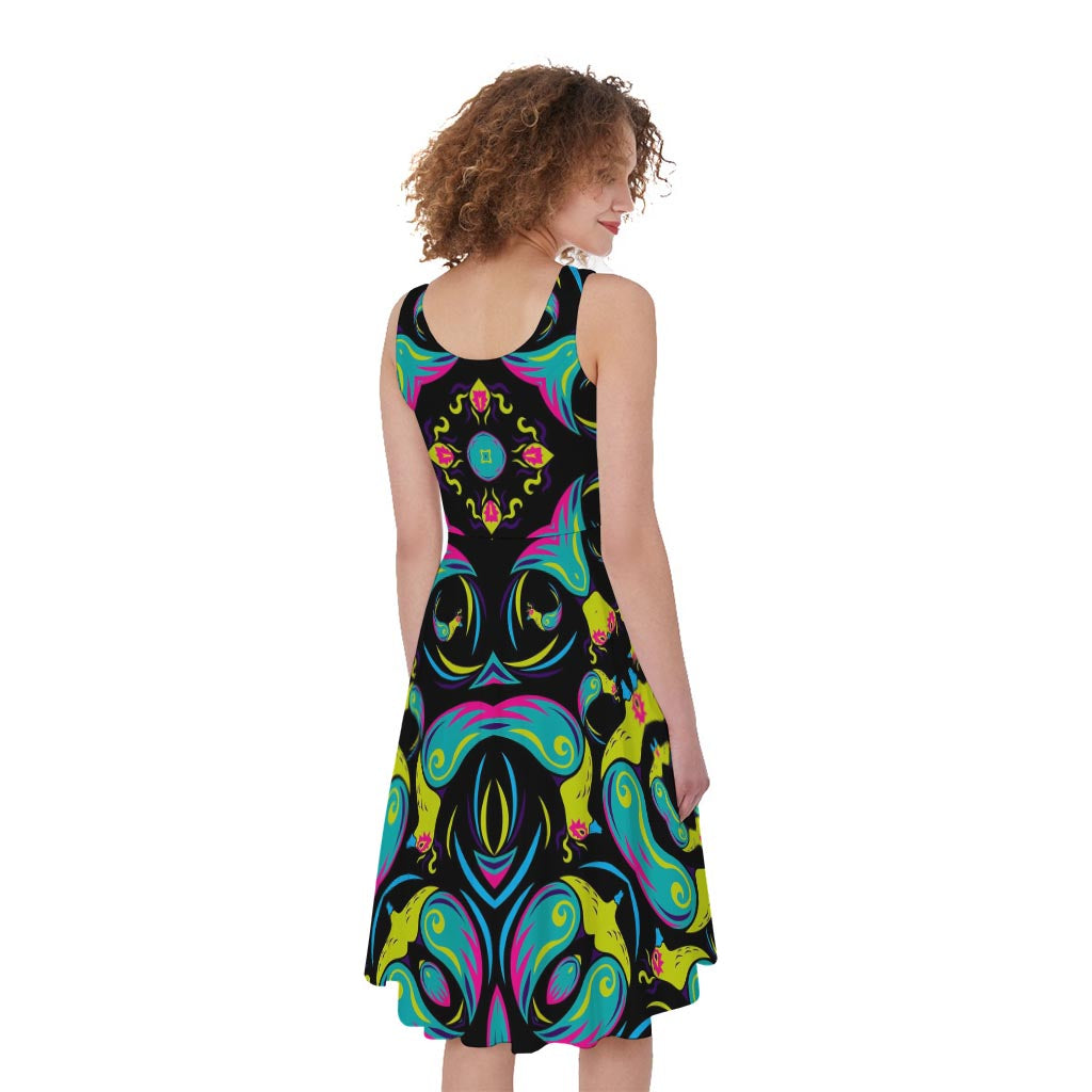 Ornament Psychedelic Trippy Print Women's Sleeveless Dress