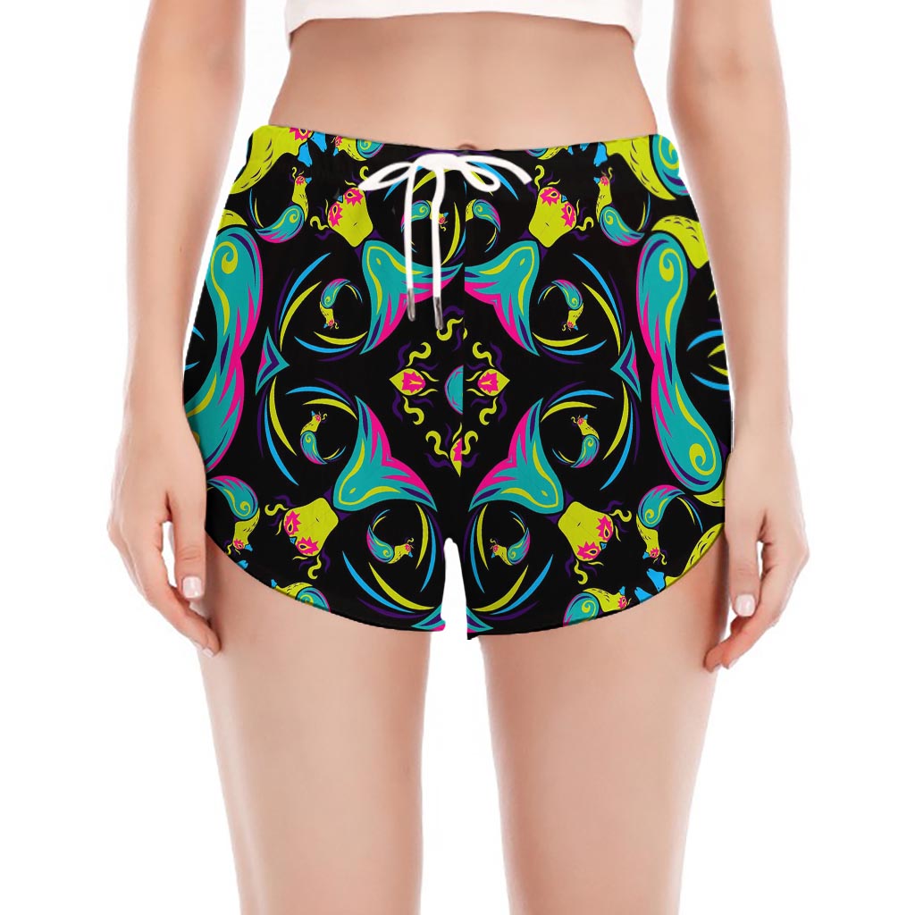 Ornament Psychedelic Trippy Print Women's Split Running Shorts