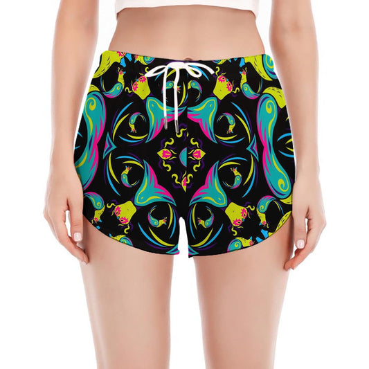 Ornament Psychedelic Trippy Print Women's Split Running Shorts