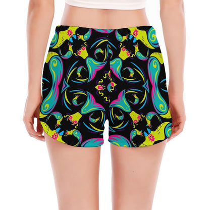 Ornament Psychedelic Trippy Print Women's Split Running Shorts
