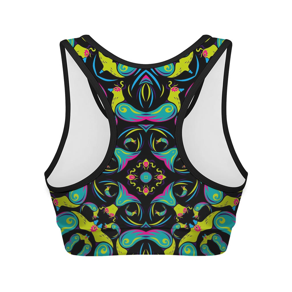 Ornament Psychedelic Trippy Print Women's Sports Bra