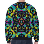 Ornament Psychedelic Trippy Print Zip Sleeve Bomber Jacket