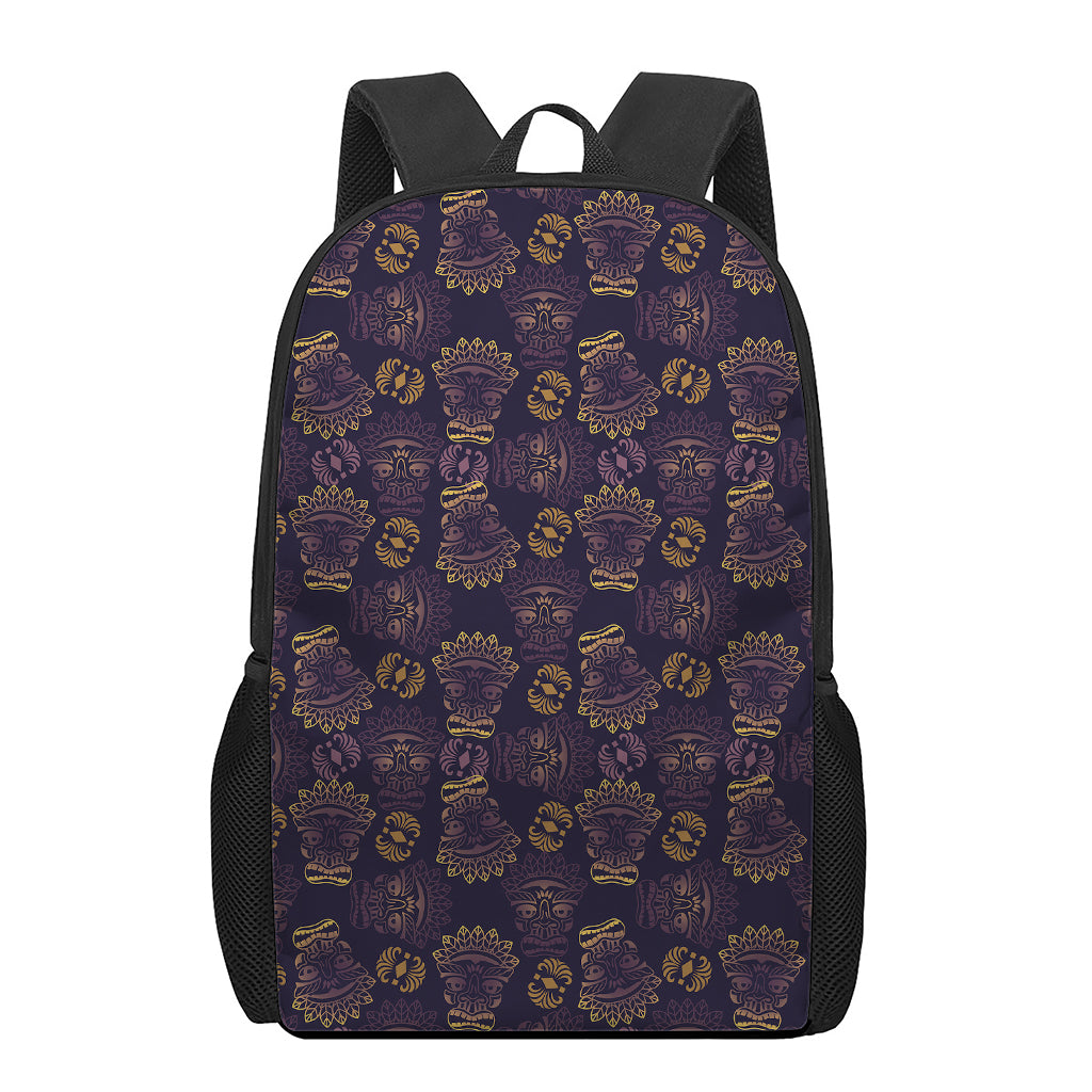 Ornament Tiki Mask Pattern Print 17 Inch Backpack