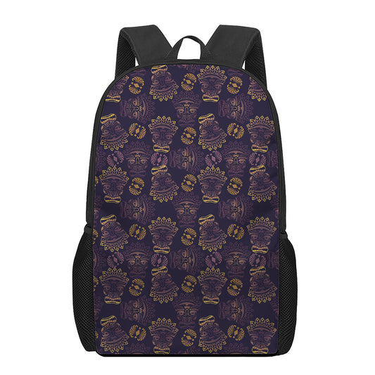 Ornament Tiki Mask Pattern Print 17 Inch Backpack