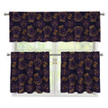 Ornament Tiki Mask Pattern Print 3 Piece Kitchen Curtains