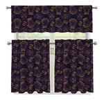 Ornament Tiki Mask Pattern Print 3 Piece Kitchen Curtains
