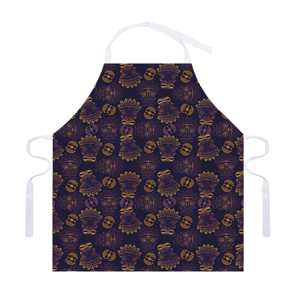 Ornament Tiki Mask Pattern Print Adjustable Apron