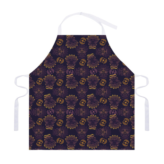 Ornament Tiki Mask Pattern Print Adjustable Apron