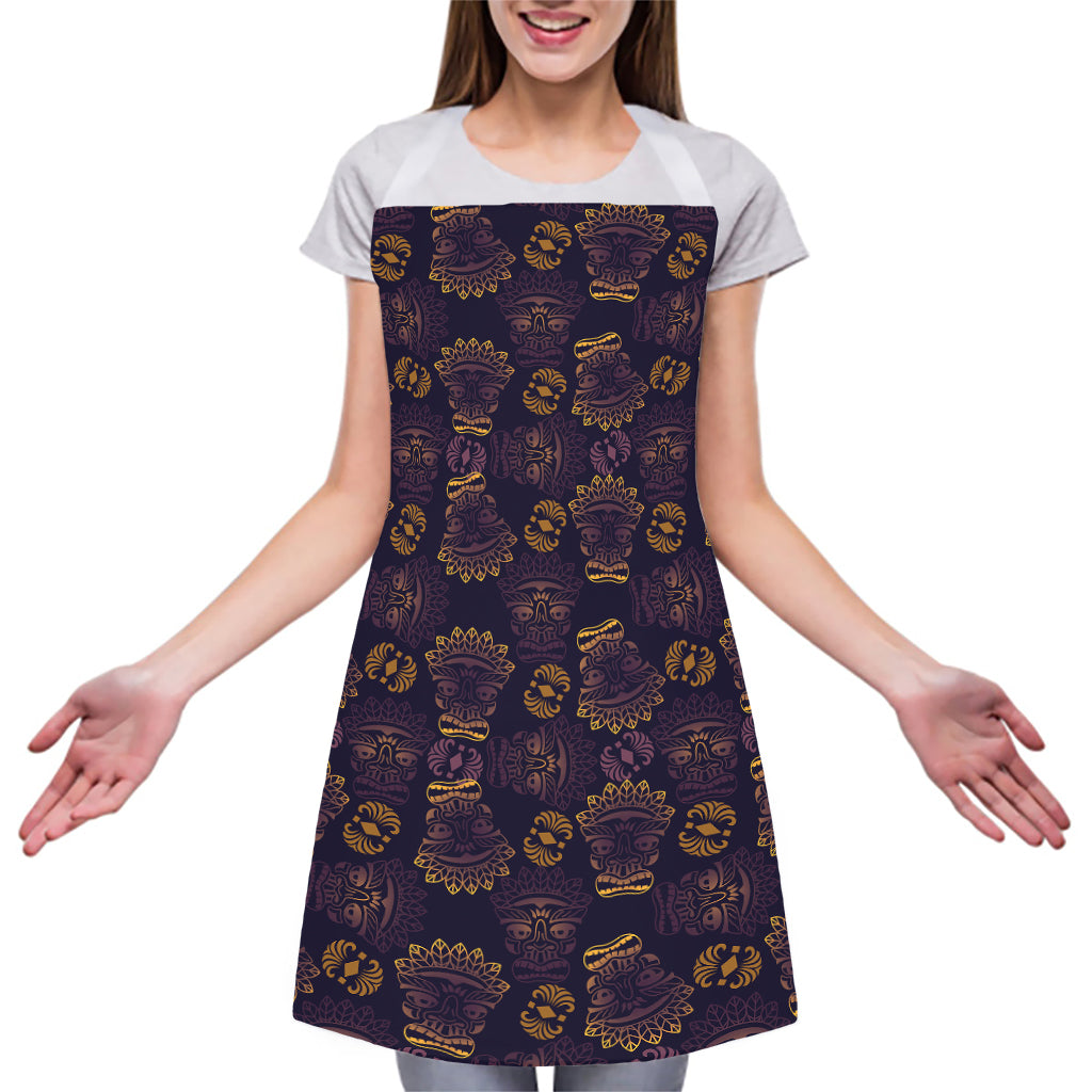 Ornament Tiki Mask Pattern Print Adjustable Apron