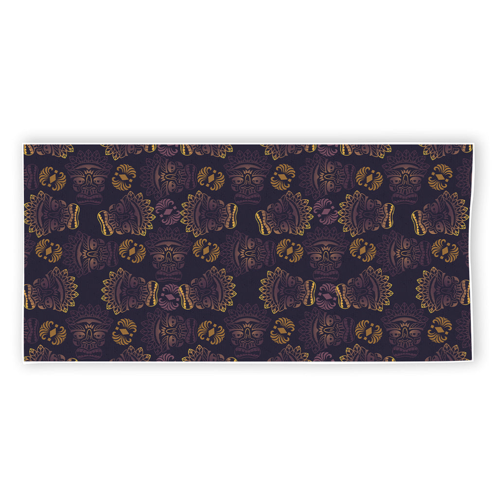 Ornament Tiki Mask Pattern Print Beach Towel