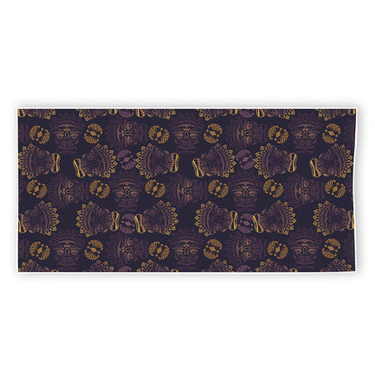 Ornament Tiki Mask Pattern Print Beach Towel