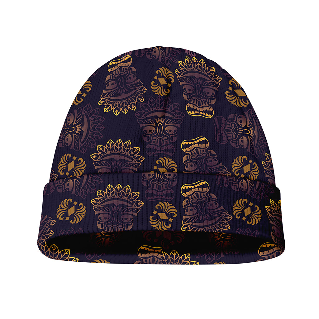 Ornament Tiki Mask Pattern Print Beanie