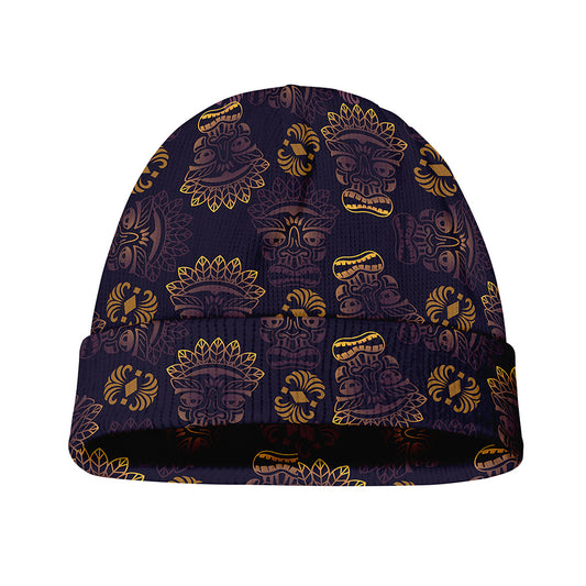 Ornament Tiki Mask Pattern Print Beanie
