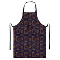 Ornament Tiki Mask Pattern Print Bib Apron With Pocket
