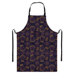 Ornament Tiki Mask Pattern Print Bib Apron With Pocket