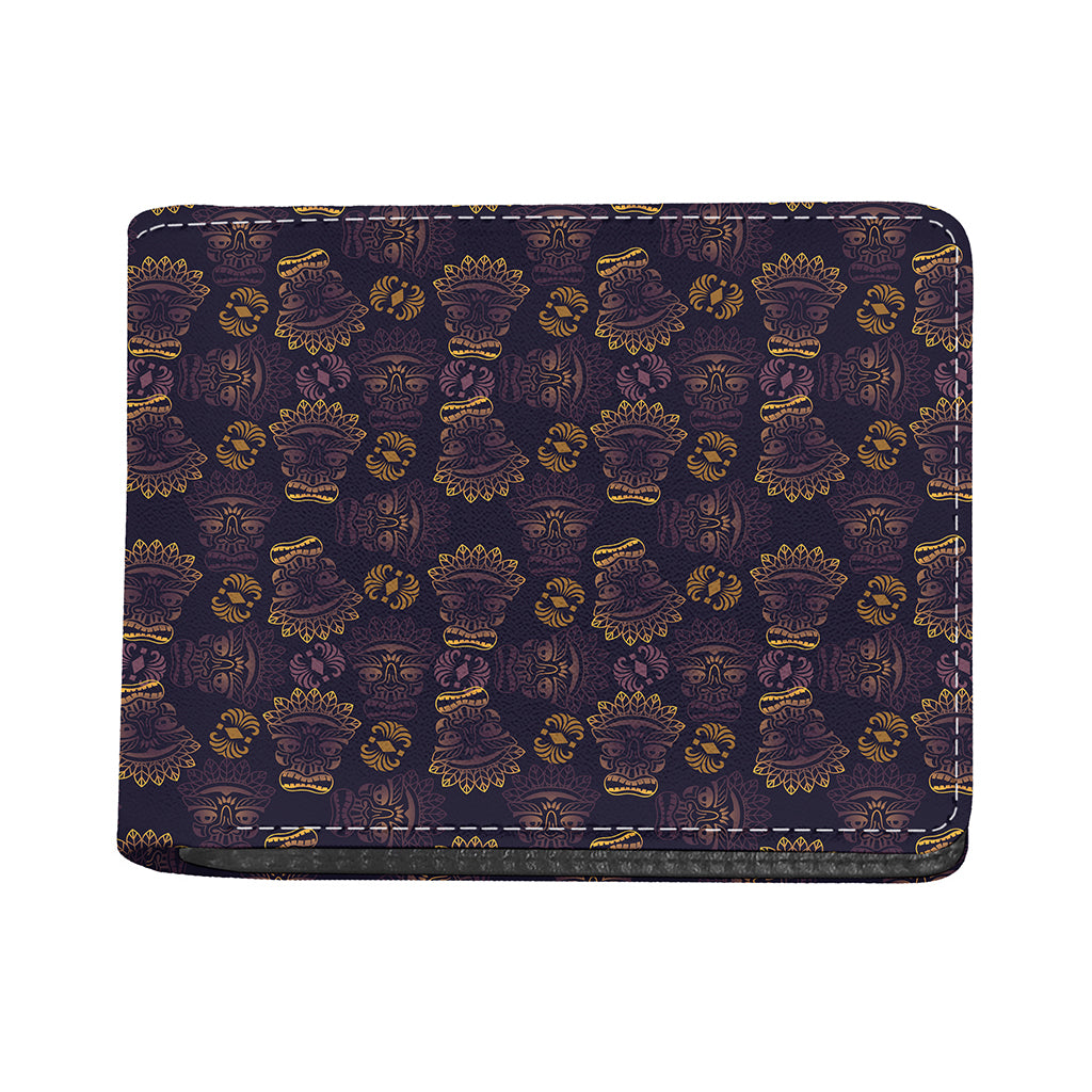 Ornament Tiki Mask Pattern Print Bifold Wallet