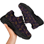 Ornament Tiki Mask Pattern Print Black Chunky Shoes