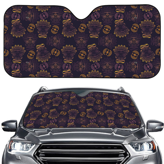 Ornament Tiki Mask Pattern Print Car Windshield Sun Shade
