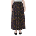 Ornament Tiki Mask Pattern Print Chiffon Maxi Skirt