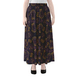 Ornament Tiki Mask Pattern Print Chiffon Maxi Skirt