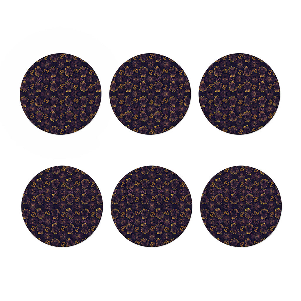 Ornament Tiki Mask Pattern Print Coaster Set