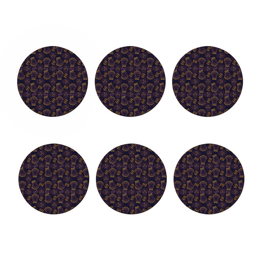 Ornament Tiki Mask Pattern Print Coaster Set