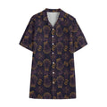 Ornament Tiki Mask Pattern Print Cotton Hawaiian Shirt